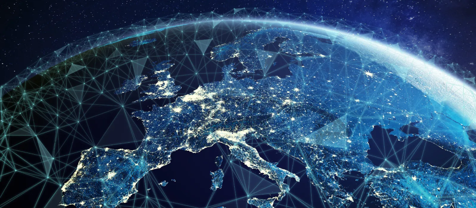 NTN-Kommunikationsnetzwerk über Europa aus dem Weltraum