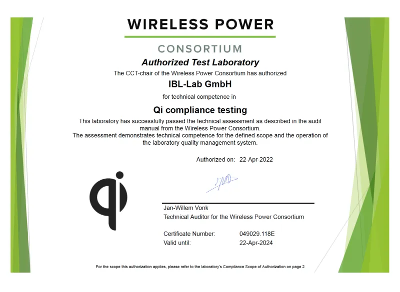 Qi Testing and Product Certification for Wireless Charging