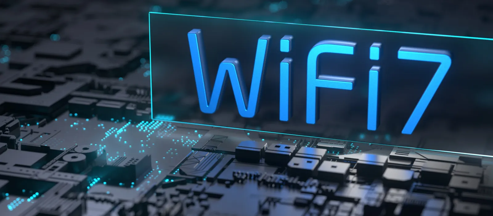 Wi-Fi 7-Schriftzug auf Leiterplatte