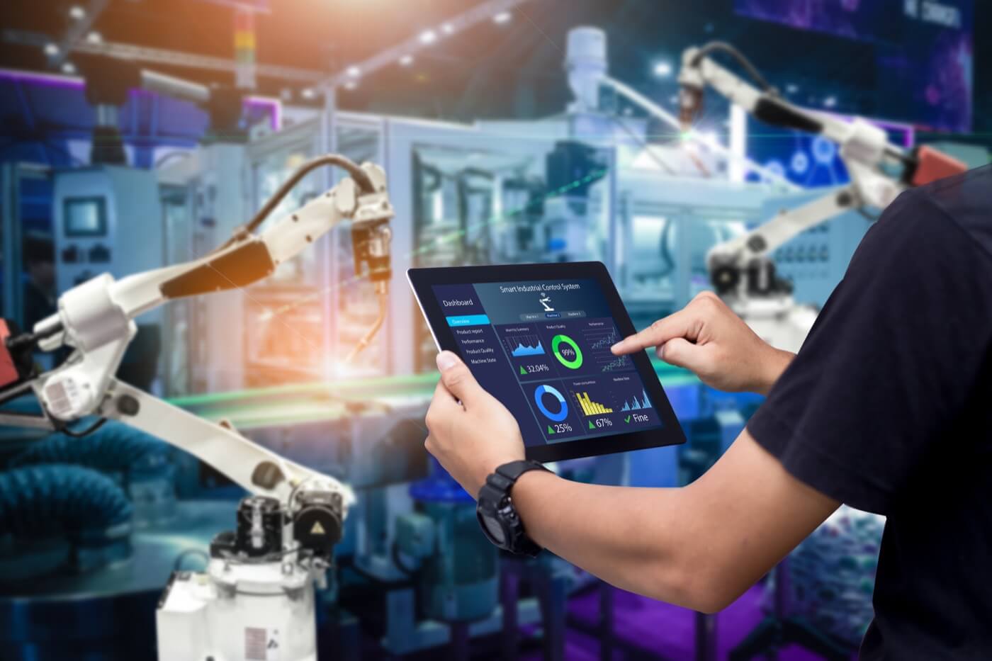 Operating a connected industrial system using a tablet