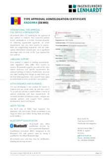 Example Radio Type Approval Certificate for Andorra