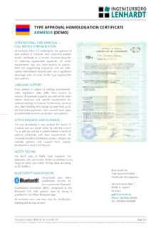 Example Radio Type Approval Certificate for アルメニア