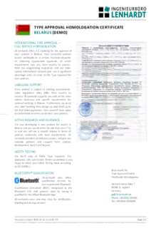 Example Radio Type Approval Certificate for Belarus