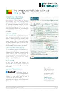 Example Radio Type Approval Certificate for Benin