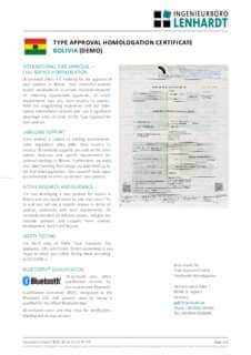 Example Radio Type Approval Certificate for Bolivia