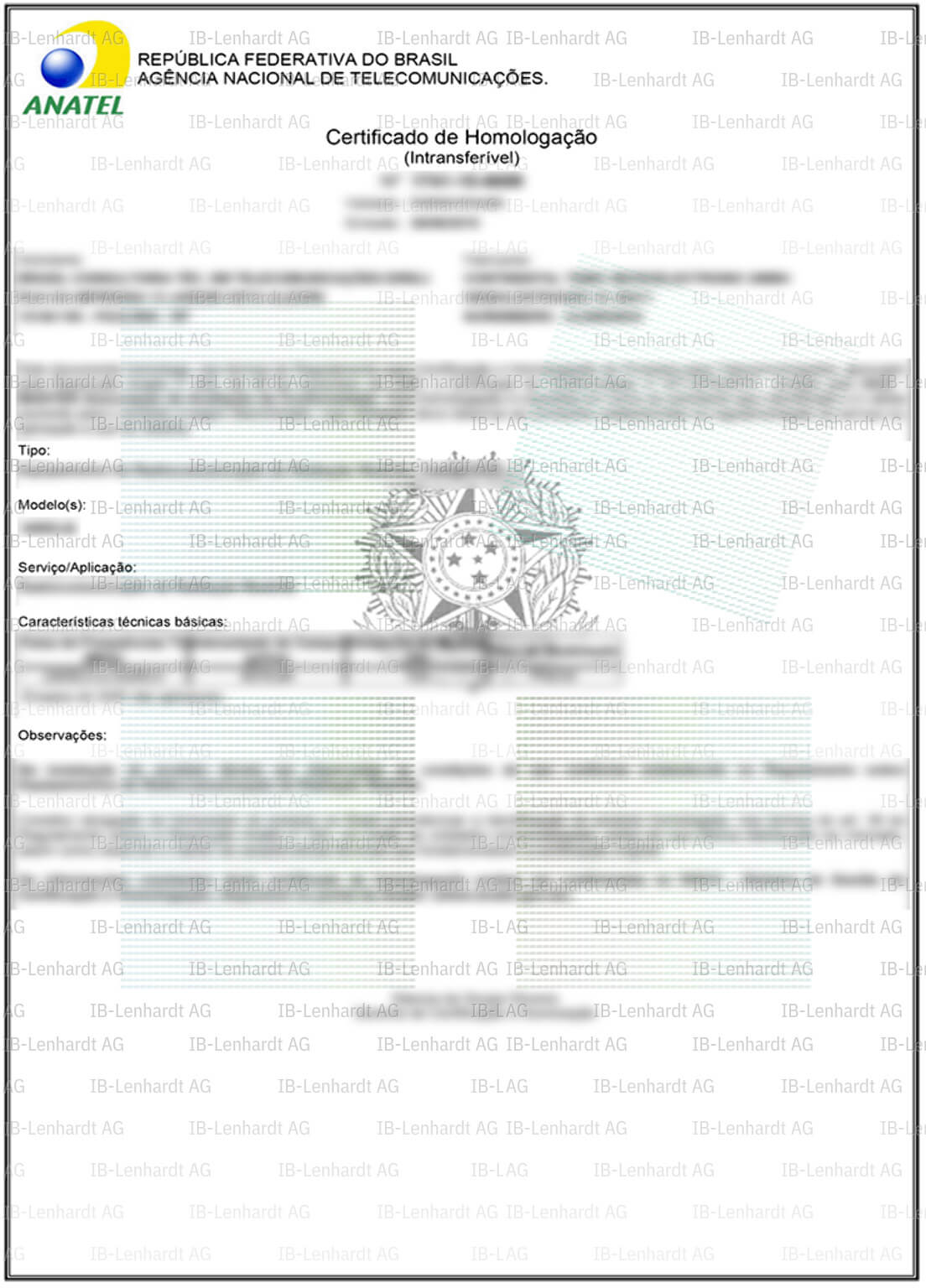 Certificate example Brazil