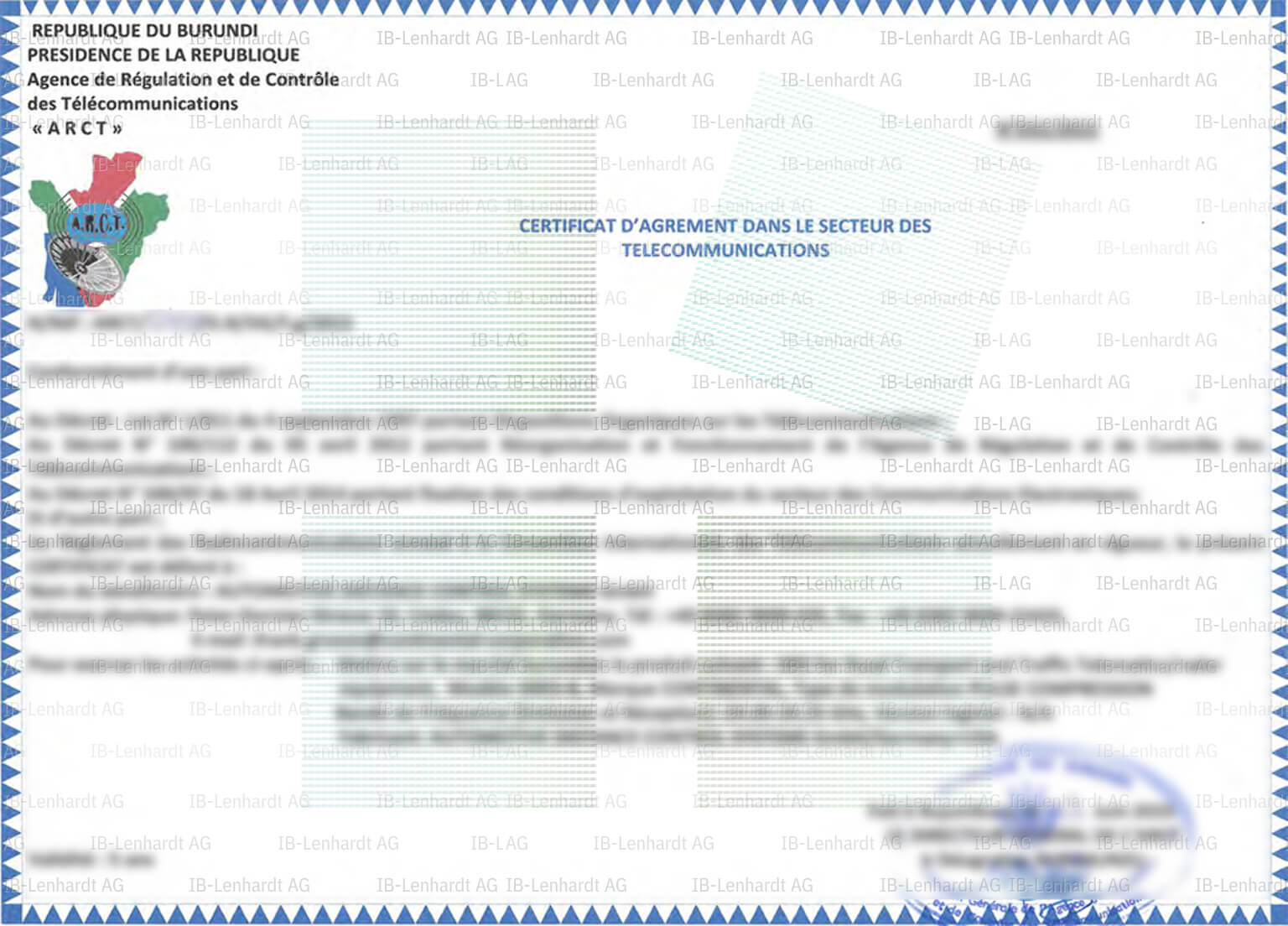 Certificate example Burundi