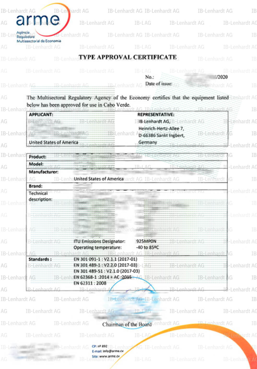 Certificate example Cape Verde