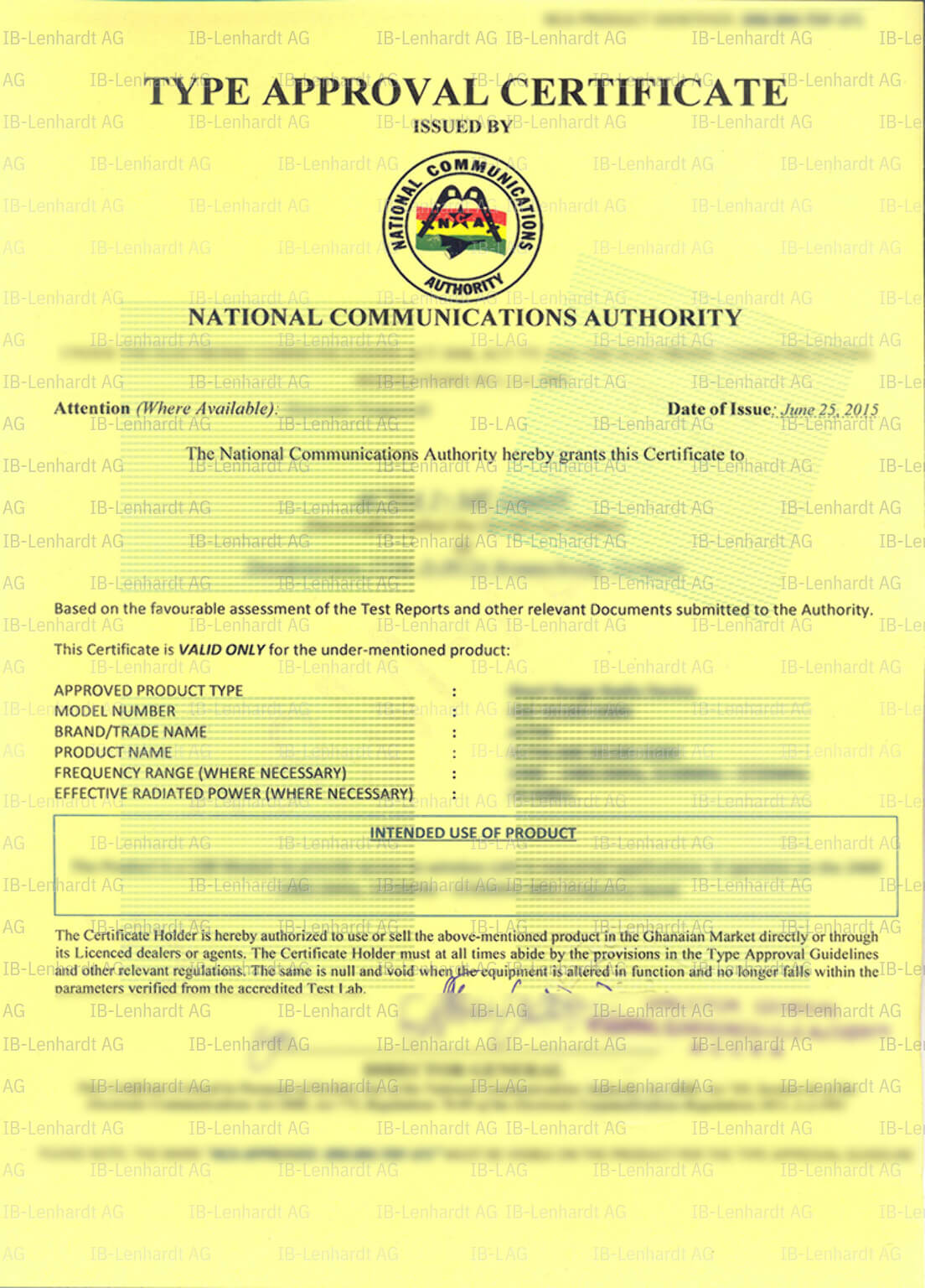 Zertifikats-Beispiel Ghana