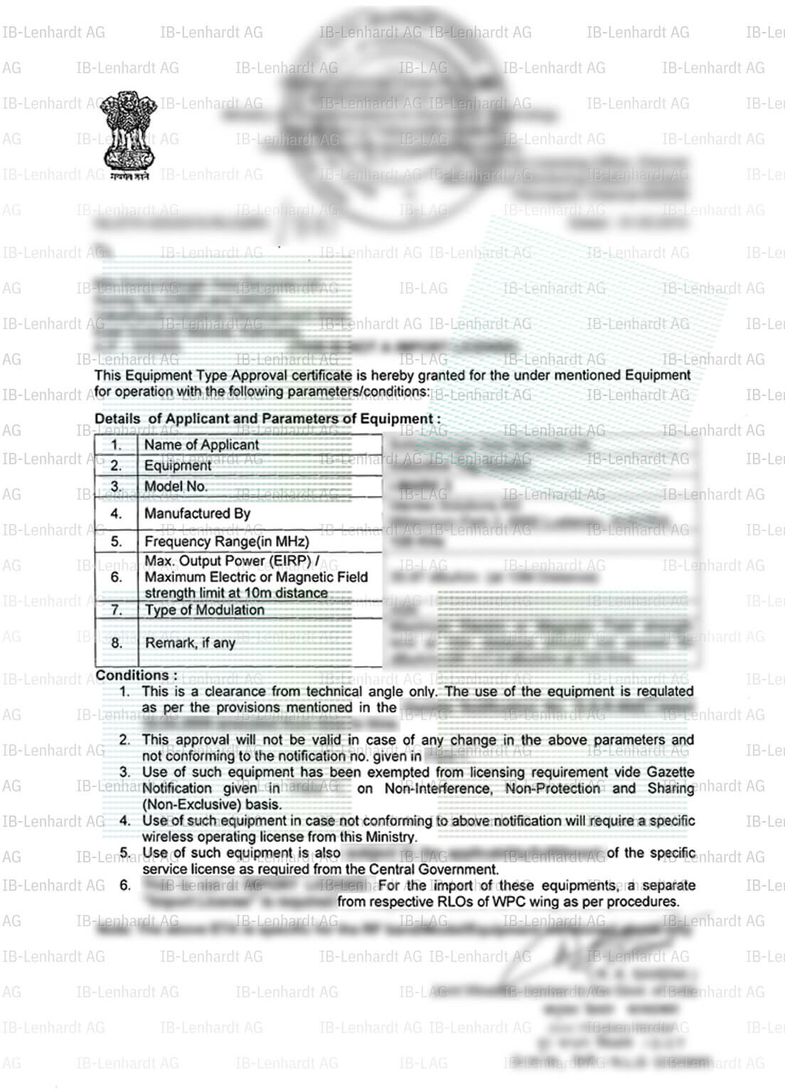 Certificate example India