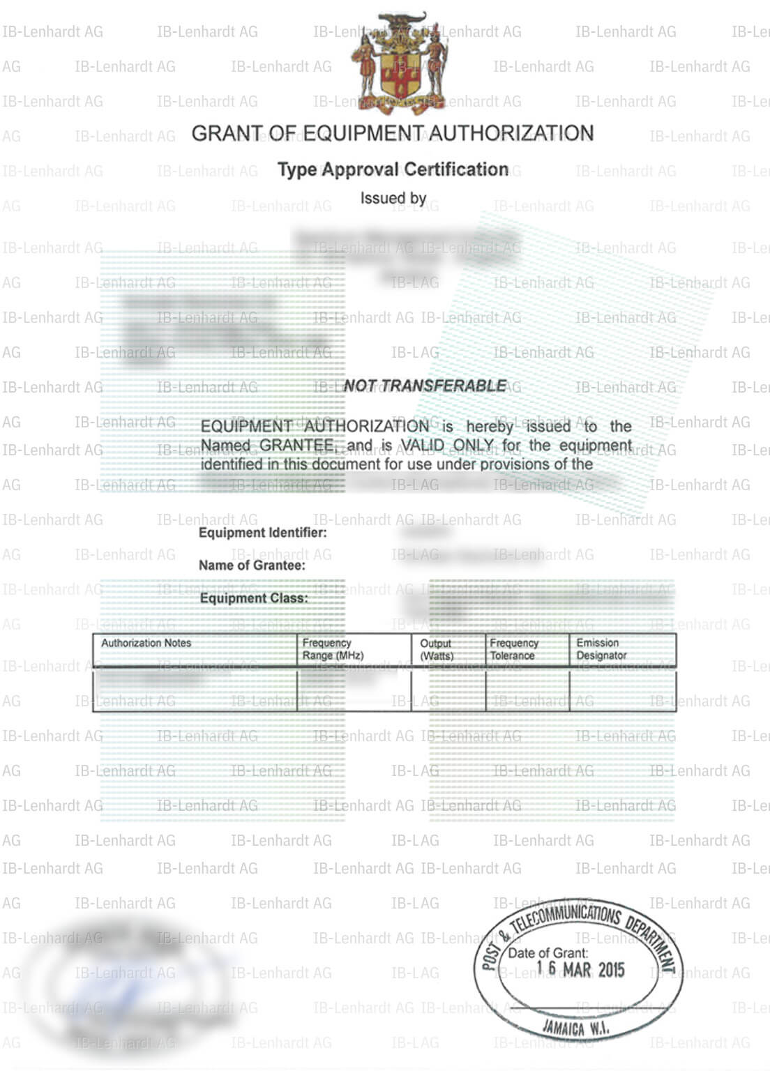 Certificate example Jamaica