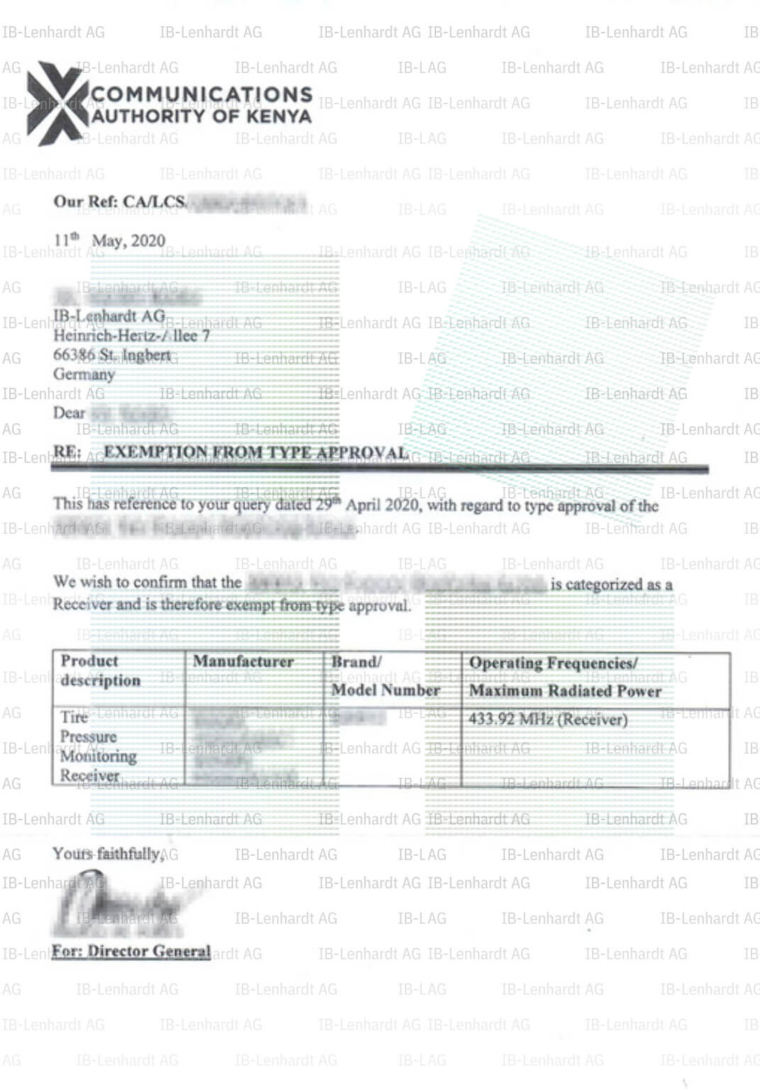 Certificate example Kenya