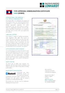 Example Radio Type Approval Certificate for Laos