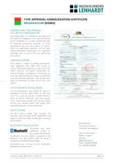 Example Radio Type Approval Certificate for Madagascar