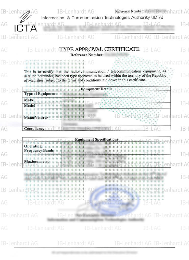 Zertifikats-Beispiel Mauritius
