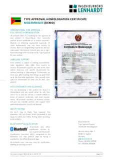 Example Radio Type Approval Certificate for モザンビーク