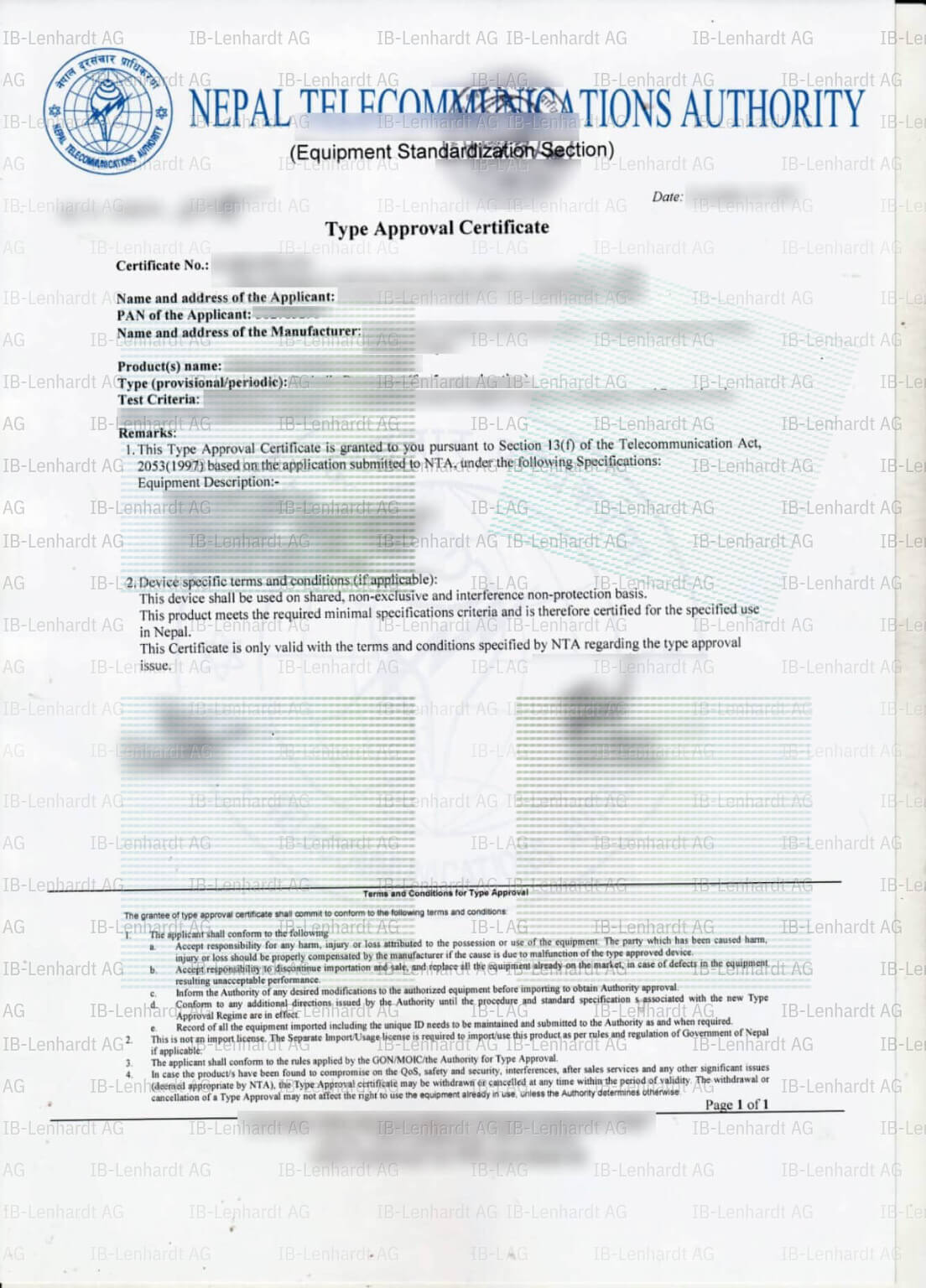 Certificate example Nepal