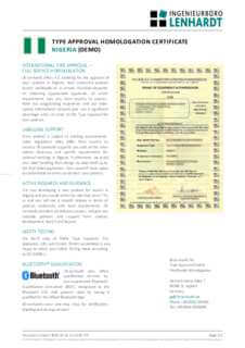 Example Radio Type Approval Certificate for ナイジェリア