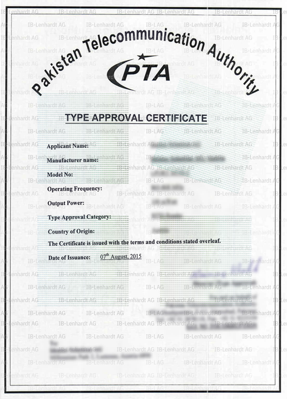 Certificate example Pakistan