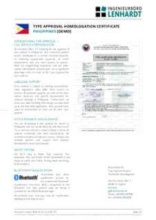 Example Radio Type Approval Certificate for Philippines