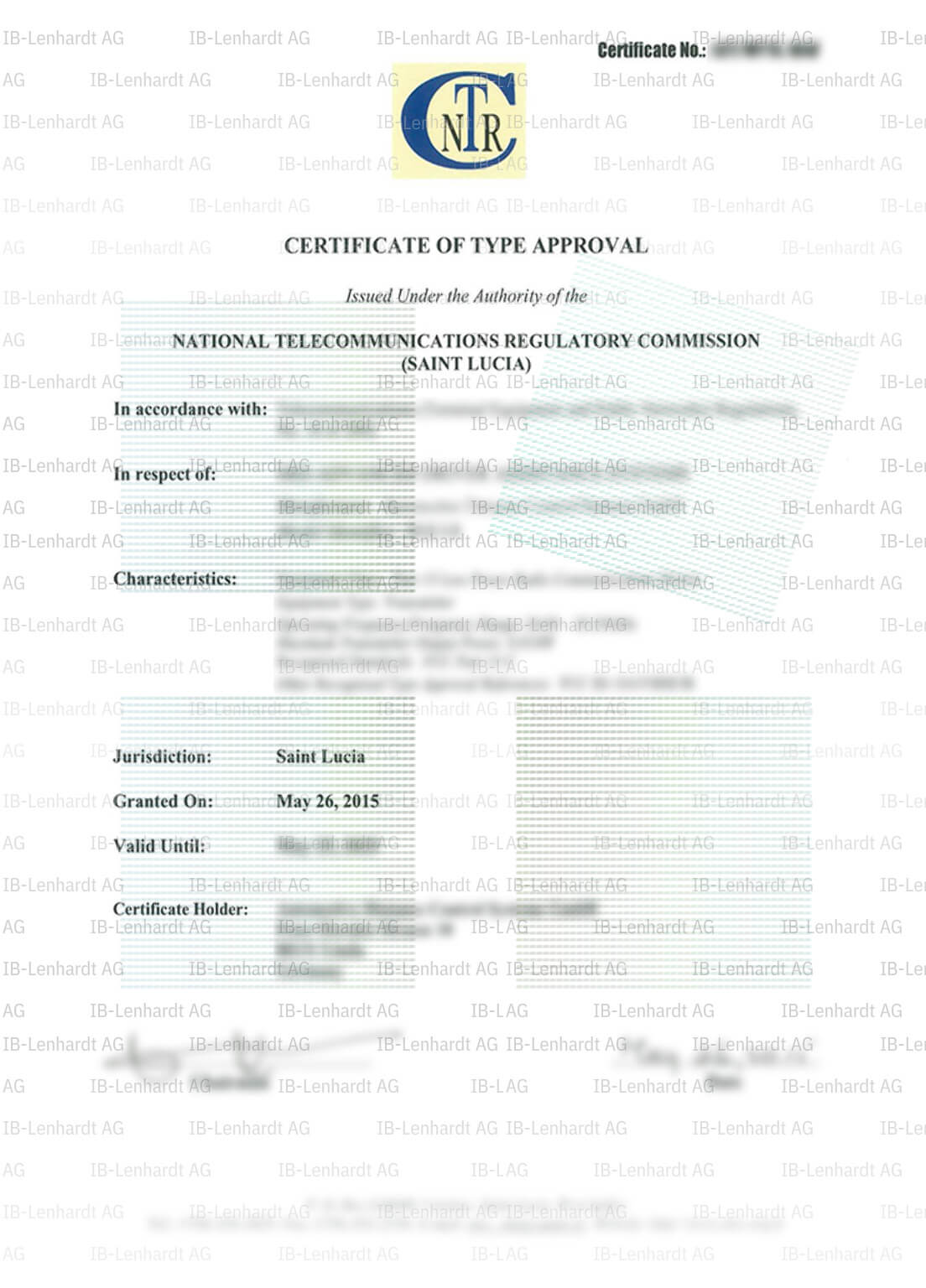 Certificate example Saint Lucia