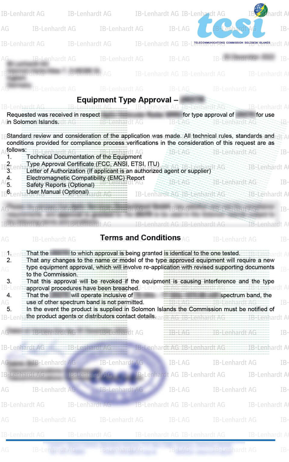 Certificate example Solomon Islands