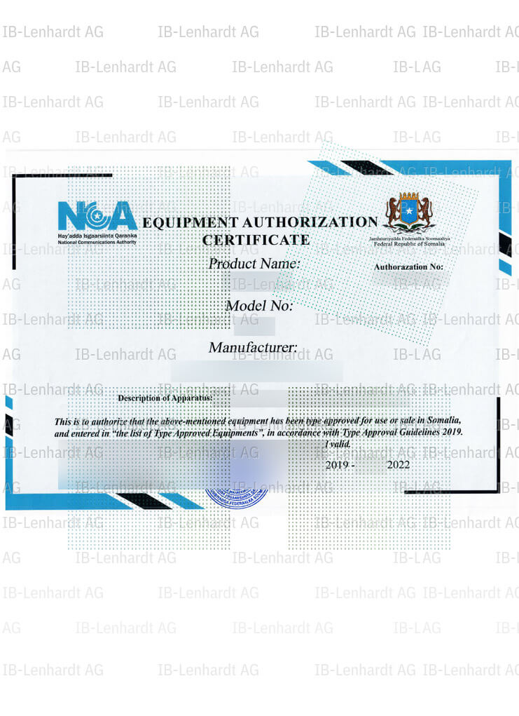 Certificate example Somalia