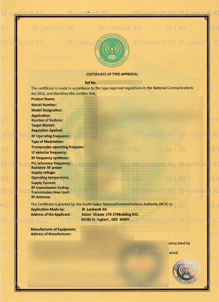 Certificate example South Sudan