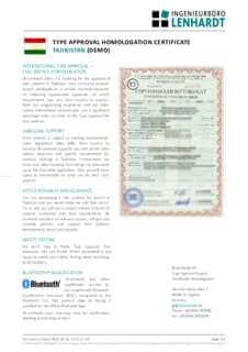 Example Radio Type Approval Certificate for Tajikistan
