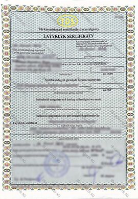 Exemple de certificat Turkménistan