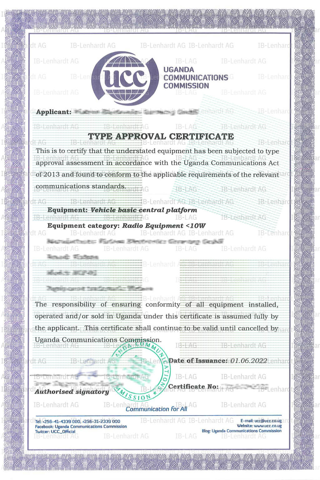 Certificate example Uganda