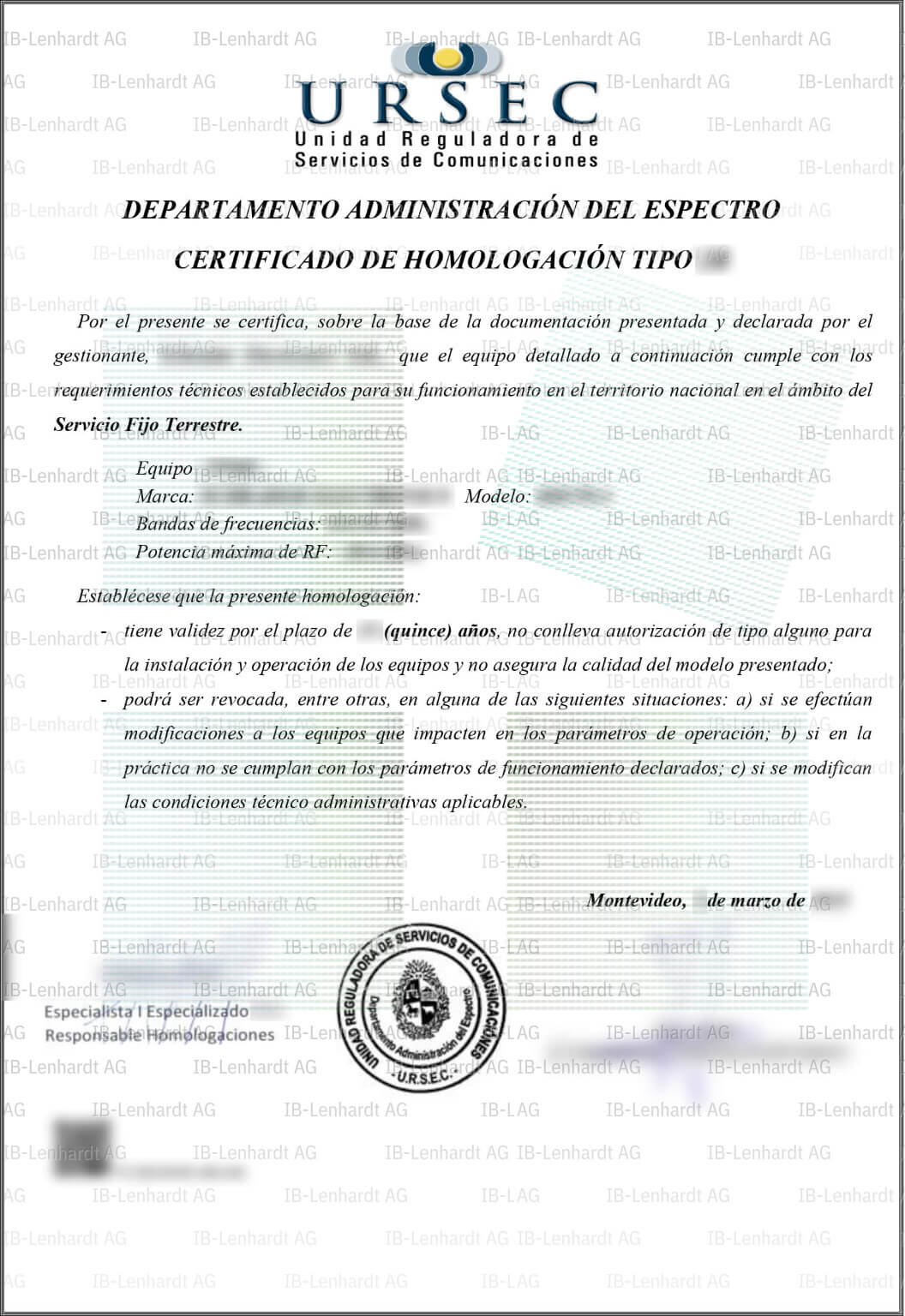 Zertifikats-Beispiel Uruguay