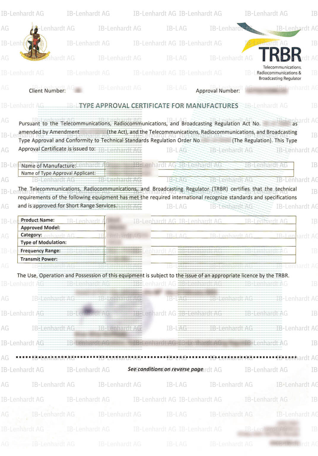 Certificate example Vanuatu