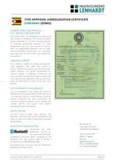 Example Radio Type Approval Certificate for Zimbabwe