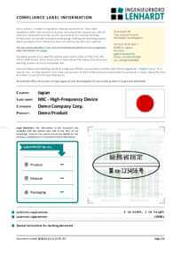 Example Radio Type Approval Label for Japan