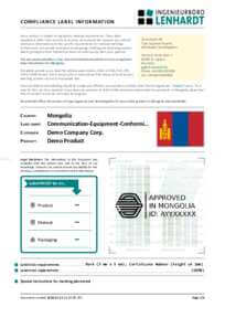 Mongolia Type Approval Label