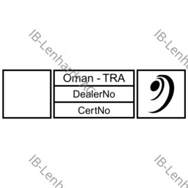 Aperçu de l'étiquette produit Oman TRA with QR-Code (from 2024)