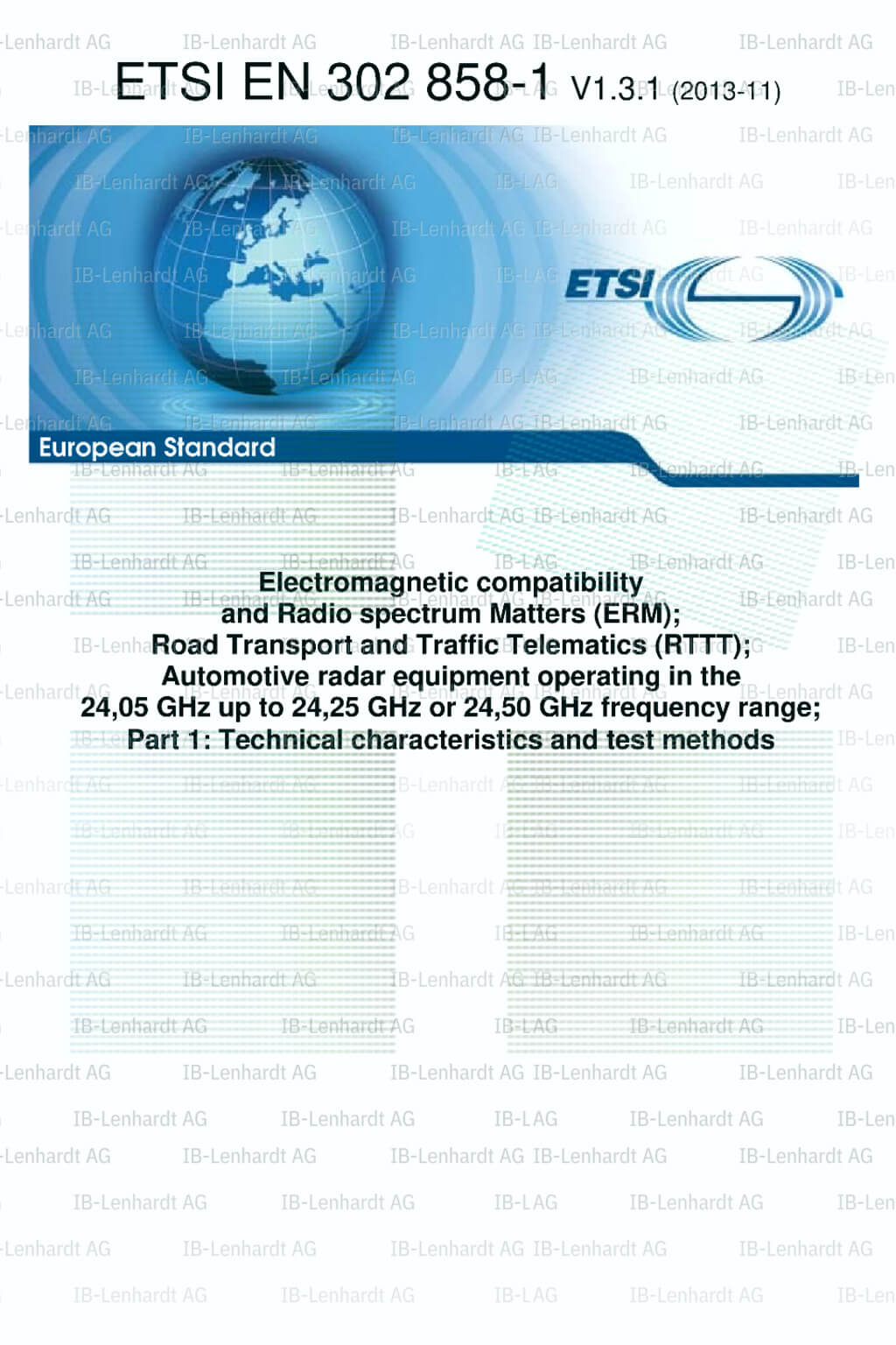 ETSI EN 302 858-1 V1.3.1 