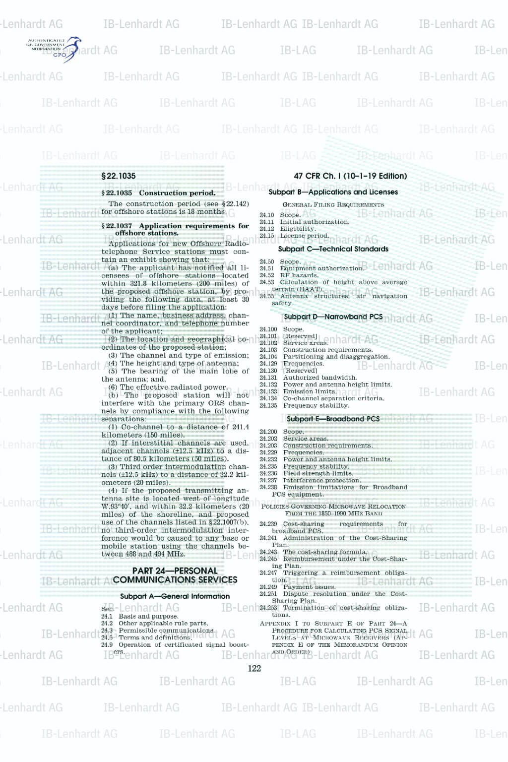 FCC 47 CFR Part 024 - 2019