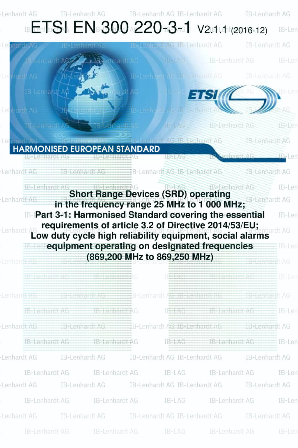 ETSI EN 300 220-3-1 V2.1.1 