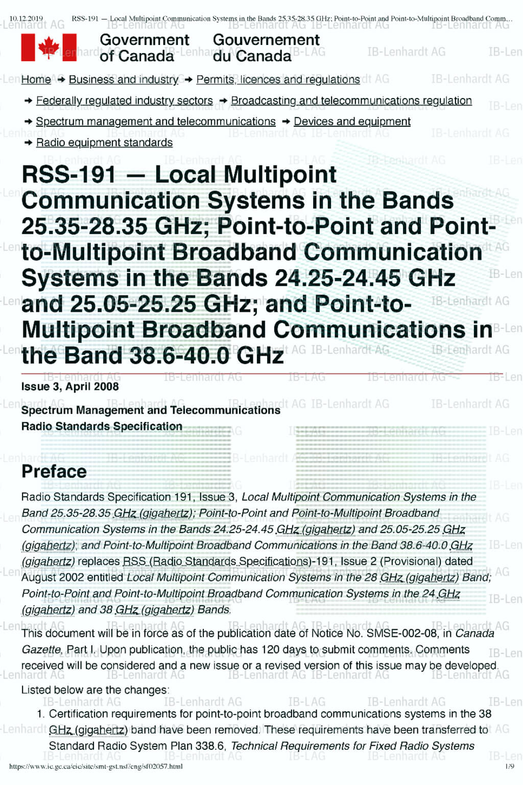 RSS-191 Issue 3