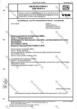 DIN EN IEC 61000-6-1 (VDE 0839-6-1):2019-11