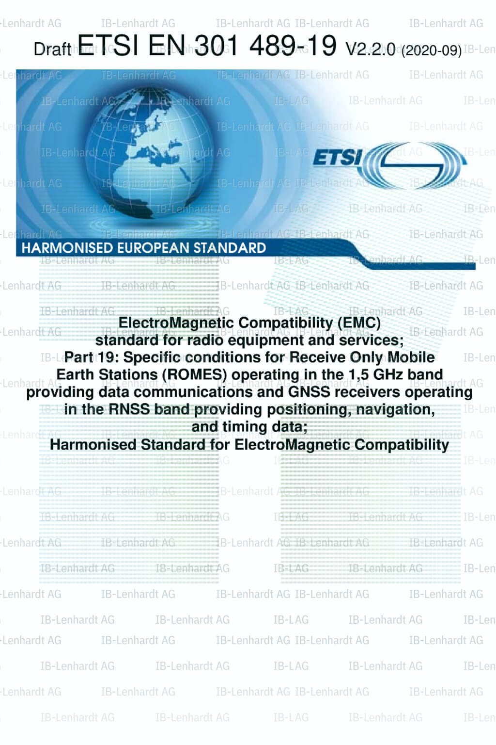 ETSI EN 301 489-19 V2.2.0 (Draft)