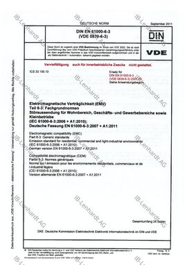 DIN EN IEC 61000-6-3 (VDE 0839-6-3):2011-09
