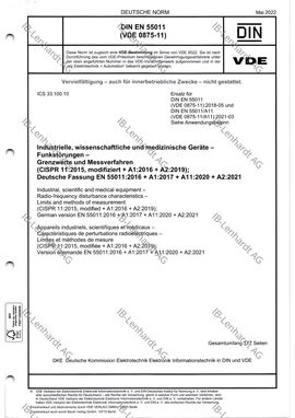 DIN EN 55011 (VDE 0875-11):2022-05